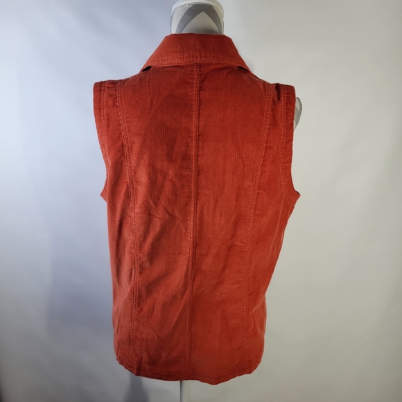 Rebecca Malone 100% Cotton Corduroy Vest Button Front Button Side Pockets Size M - Picture 9 of 12